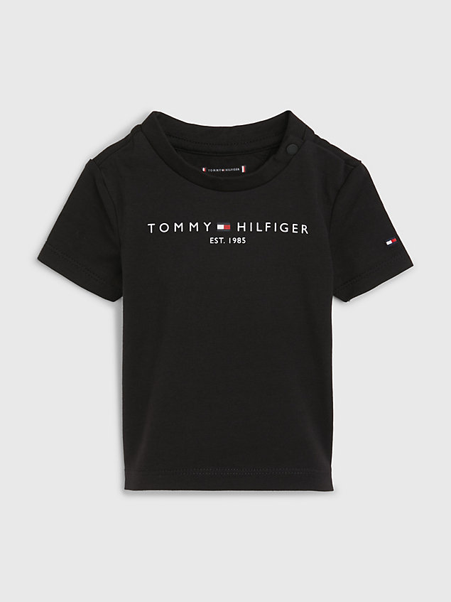 t-shirt essential con logo black da newborn tommy hilfiger