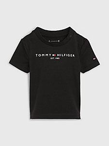 zwart essential t-shirt met logo voor newborn - tommy hilfiger