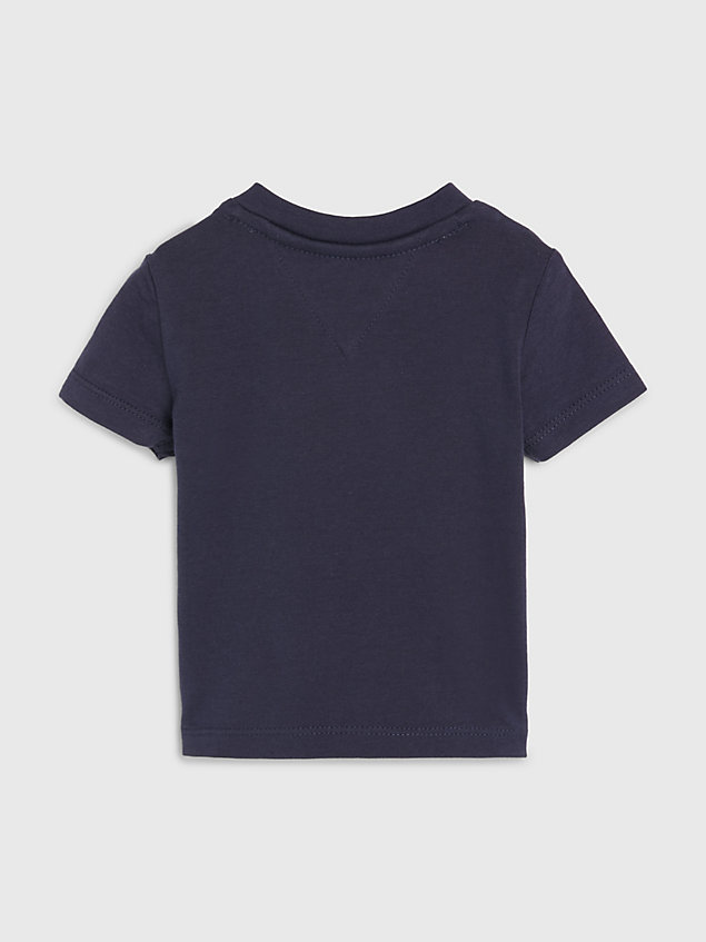 t-shirt essential con logo blue da newborn tommy hilfiger