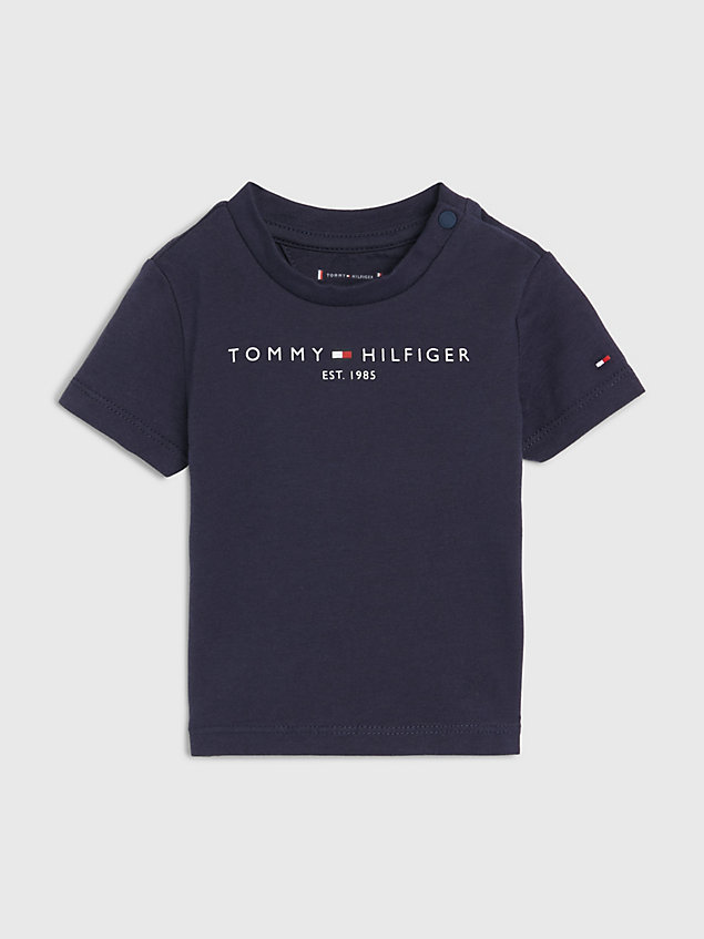 t-shirt essential con logo blue da newborn tommy hilfiger