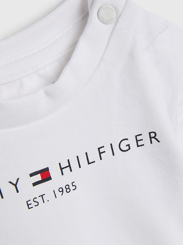 white essential t-shirt met logo voor newborn - tommy hilfiger