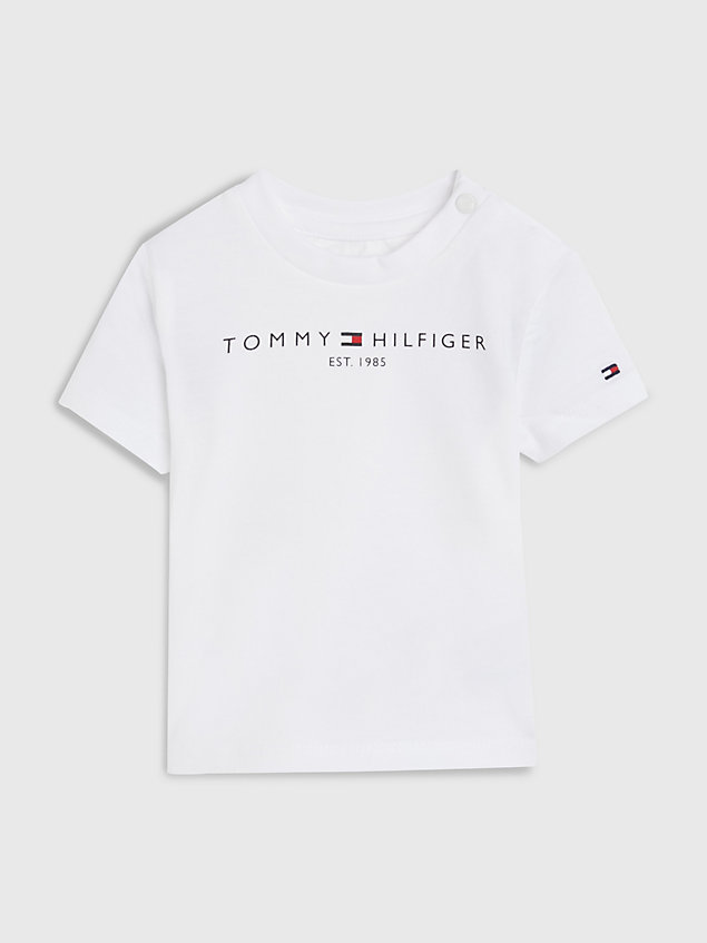 white essential logo t-shirt for newborn tommy hilfiger