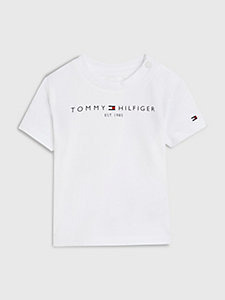 wit essential t-shirt met logo voor newborn - tommy hilfiger