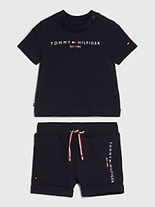 blue essential t-shirt and shorts set for newborn tommy hilfiger