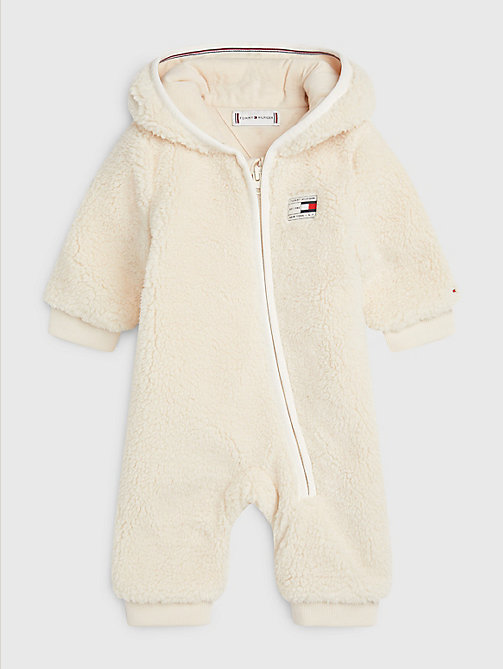 white sherpa coverall for newborn tommy hilfiger