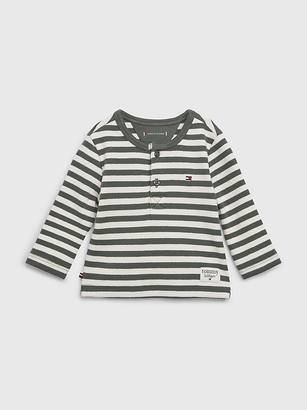 AVALON GREEN / STRIPE Long Sleeve Ribbed Stripe T-Shirt for newborn TOMMY HILFIGER