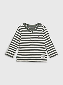 green long sleeve ribbed stripe t-shirt for newborn tommy hilfiger