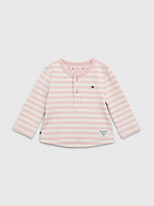 pink long sleeve ribbed stripe t-shirt for newborn tommy hilfiger