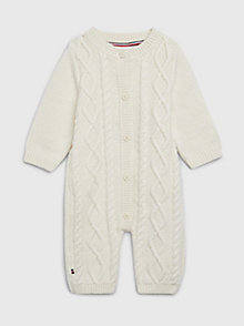 yellow th monogram cable knit bodysuit for newborn tommy hilfiger