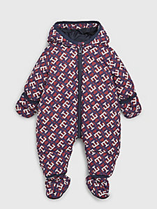 red th monogram padded ski suit for newborn tommy hilfiger