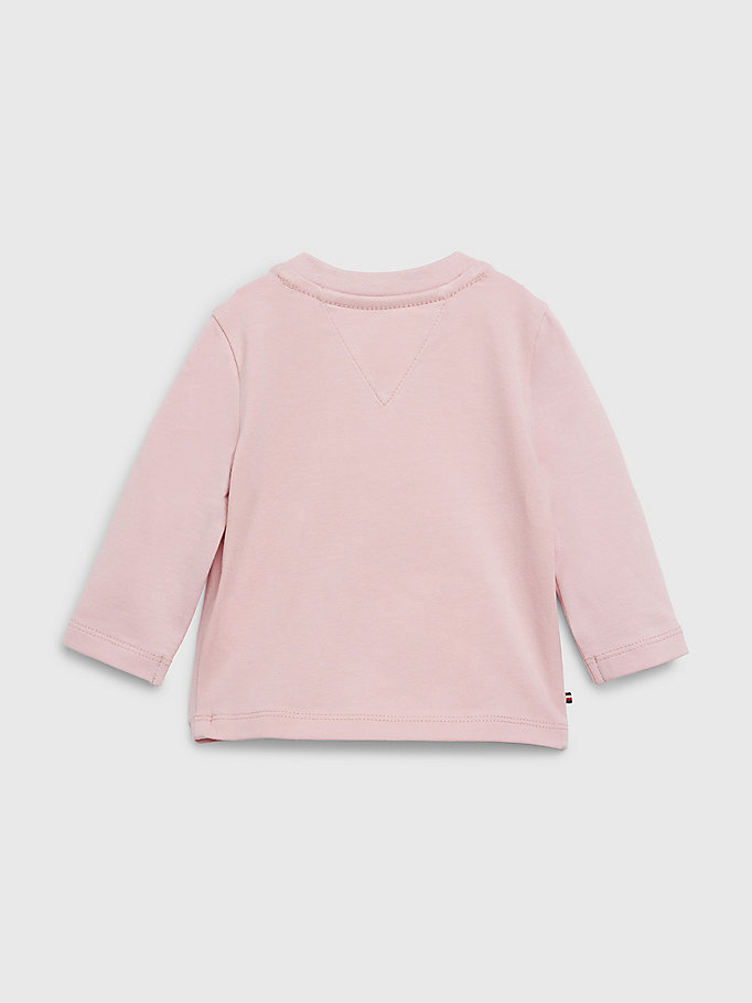 rosa langarmshirt mit logo für newborn - tommy hilfiger