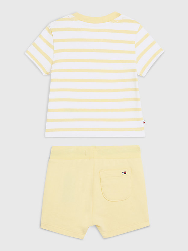 gelb essential set mit streifen-t-shirt und shorts für newborn - tommy hilfiger