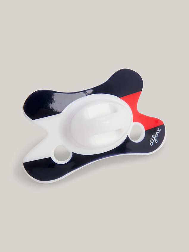 white 2er-pack schnuller mit clip als geschenkset für newborn - tommy hilfiger