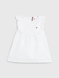 white woven monogram sleeveless dress for newborn tommy hilfiger