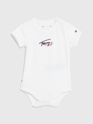 Jersey romper met signaturelogo WIT Tommy Hilfiger