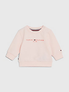 felpa essential con logo rosa da newborn tommy hilfiger