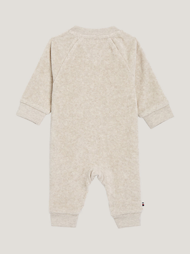 brown hilfiger monotype velour coverall for newborn tommy hilfiger