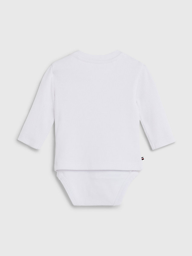 white essential long sleeve bodysuit for newborn tommy hilfiger