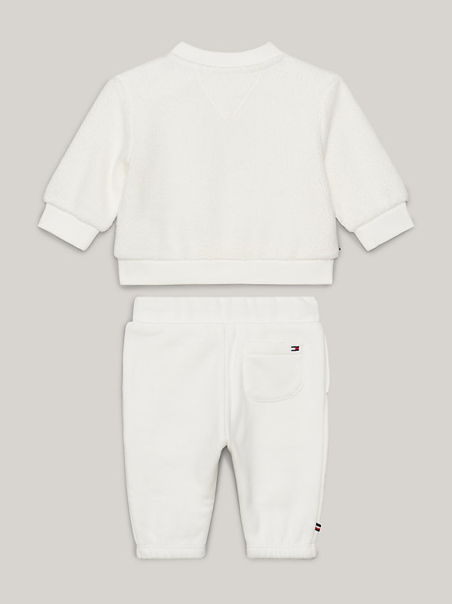 white relaxed fit sweatshirt en jogger met th-monogram voor newborn - tommy hilfiger