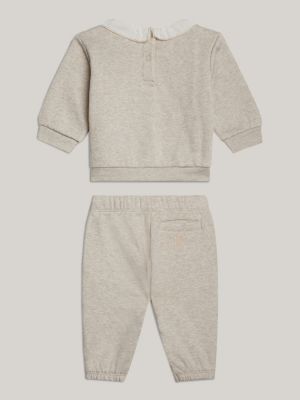 brown relaxed fit outfit mit kragen aus spitze für neugeborene - tommy hilfiger