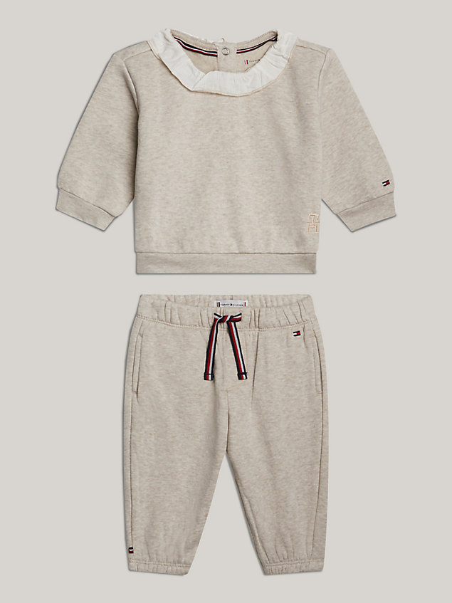 brown lace collar relaxed outfit for newborn tommy hilfiger