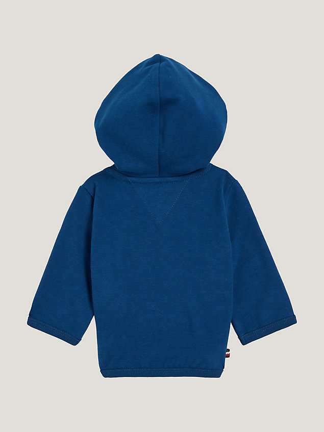 blue relaxed hoodie met th-monogram voor newborn - tommy hilfiger