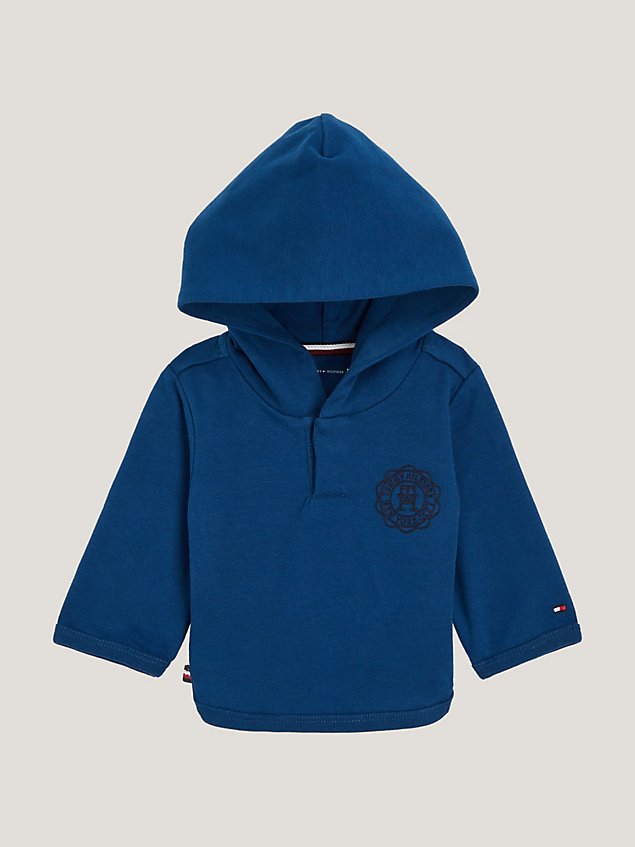 blue th monogram stamp relaxed hoody for newborn tommy hilfiger