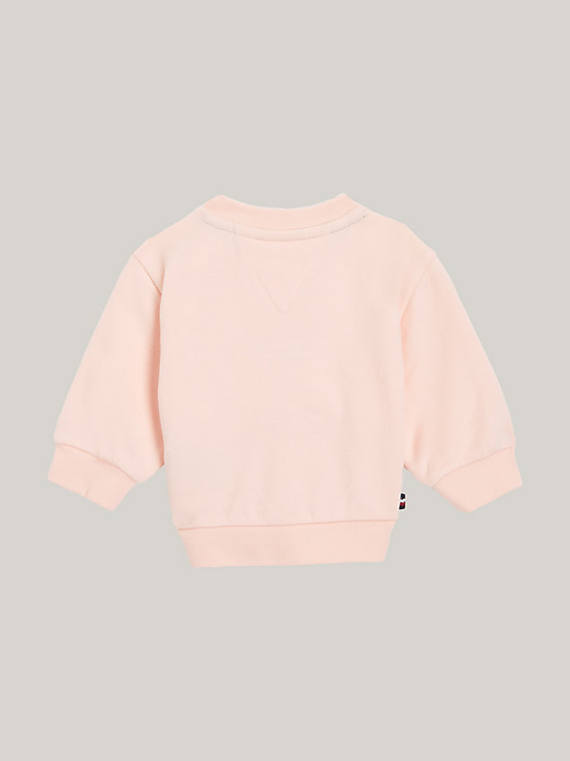 pink varsity relaxed sweatshirt met ronde hals voor newborn - tommy hilfiger