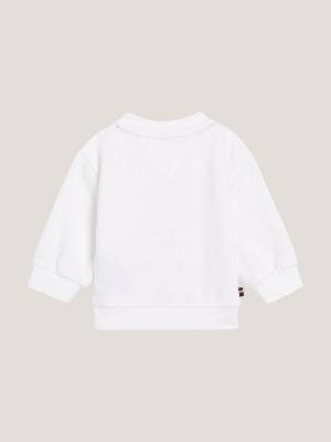 white relaxed fit varsity-sweatshirt mit rundhals für neugeborene - tommy hilfiger