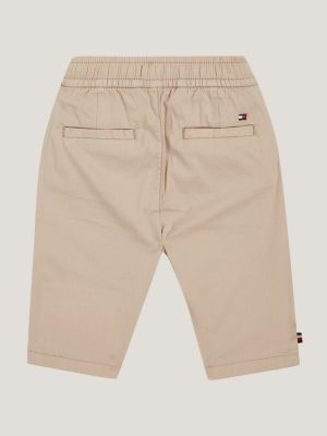 beige essential drawstring chino trousers for newborn tommy hilfiger