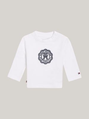 TH Tommy Monogram Langarmshirt Fit | Hilfiger Relaxed Weiß Logo | mit