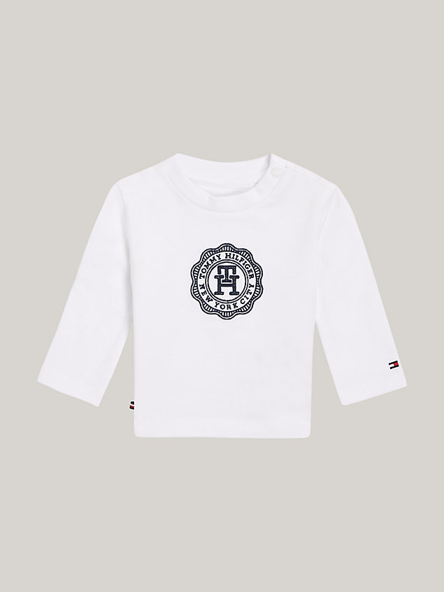 camiseta amplia con sello del monograma th white de newborn tommy hilfiger