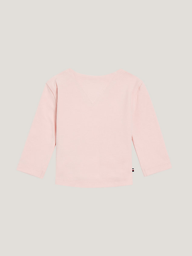 t-shirt varsity a maniche lunghe con logo pink da newborn tommy hilfiger