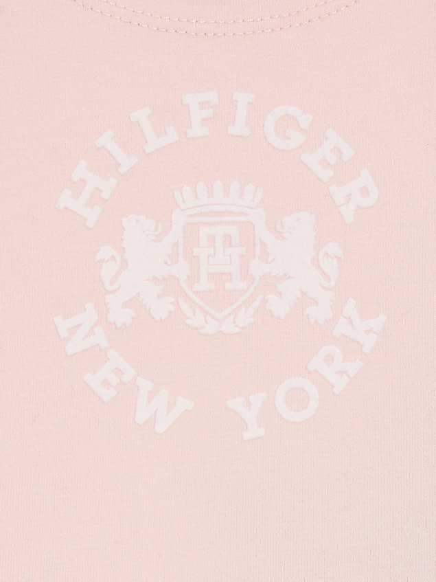 pink langarmshirt mit stempel-logo im college-stil für newborn - tommy hilfiger