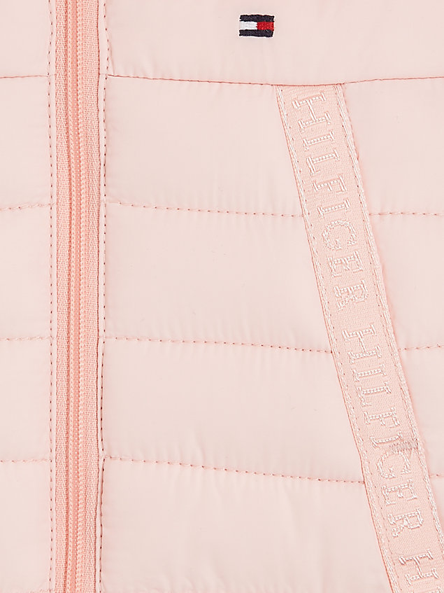 pink hilfiger monotype hooded puffer jacket for newborn tommy hilfiger