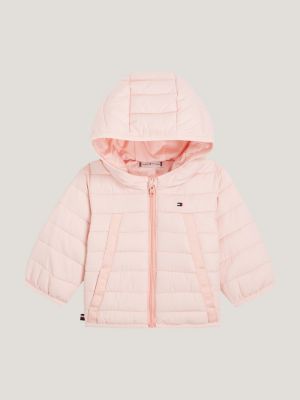 Sports Jacket with Zip & Hood, for Girls Pink Light Solid with Design