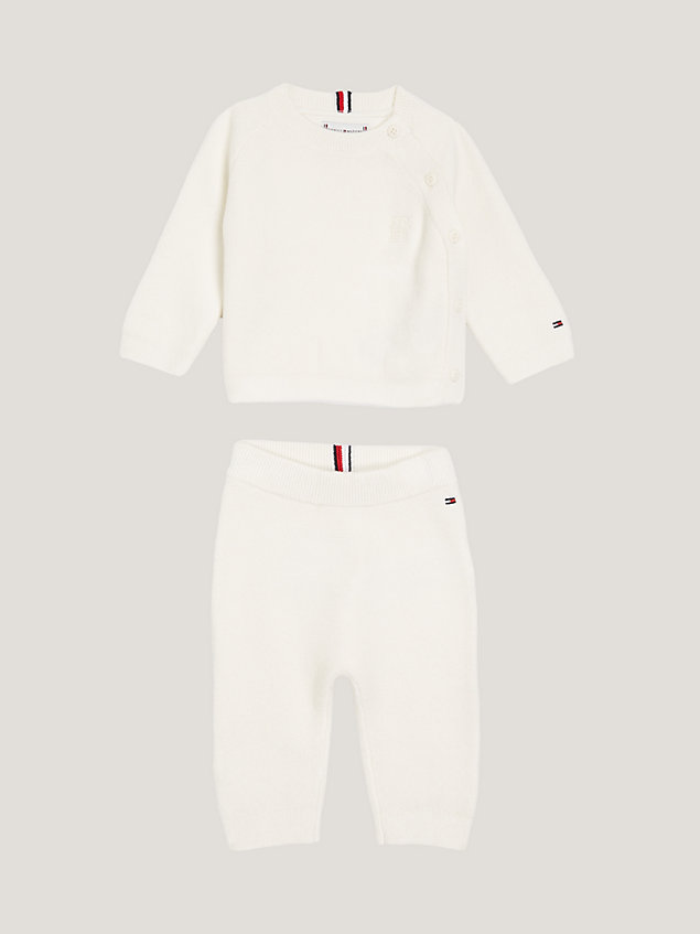 white th monogram set mit sweatshirt und jogginghose für newborn - tommy hilfiger