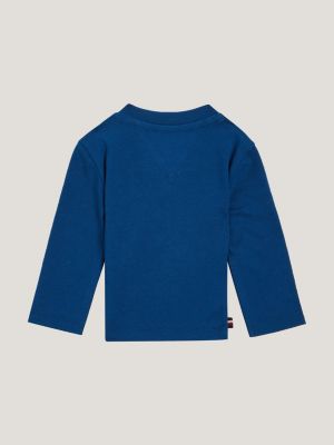 Logo Relaxed Fit Long Sleeve T Shirt Blue Tommy Hilfiger