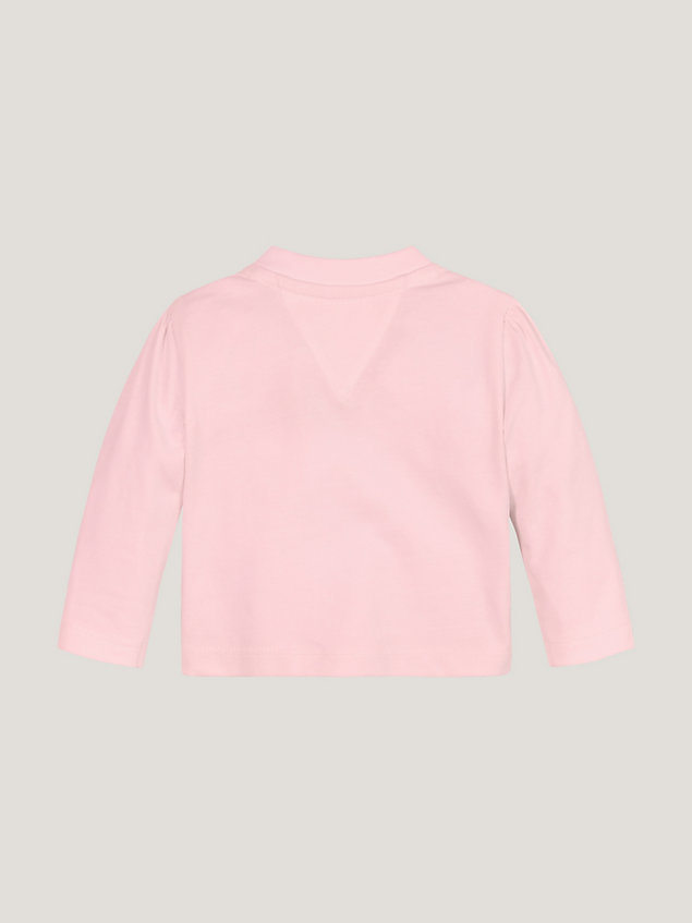 t-shirt relaxed fit a maniche lunghe con logo pink da newborn tommy hilfiger