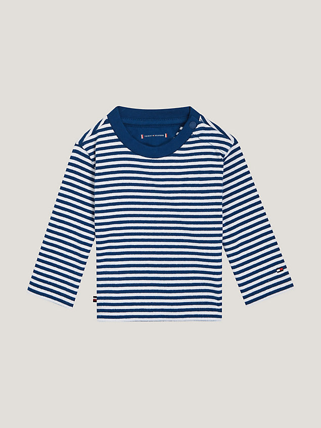 blue varsity stripe relaxed long sleeve t-shirt for newborn tommy hilfiger