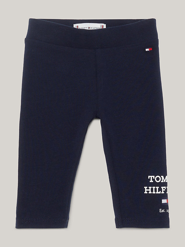 blue logo fitted full length leggings for newborn tommy hilfiger