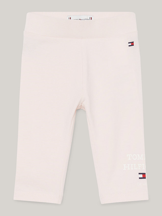 pink logo fitted full length leggings for newborn tommy hilfiger