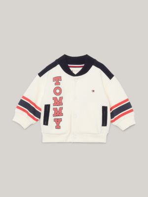beige 1985 collection varsity-jacke mit rückenlogo für neugeborene - tommy hilfiger