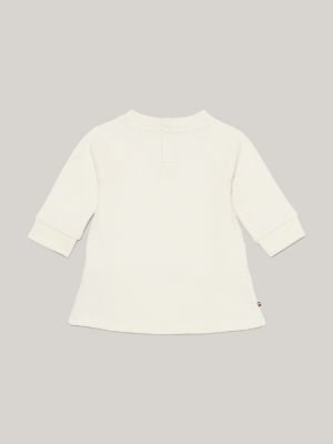 beige relaxed fit minikleid mit waffelstruktur für neugeborene - tommy hilfiger