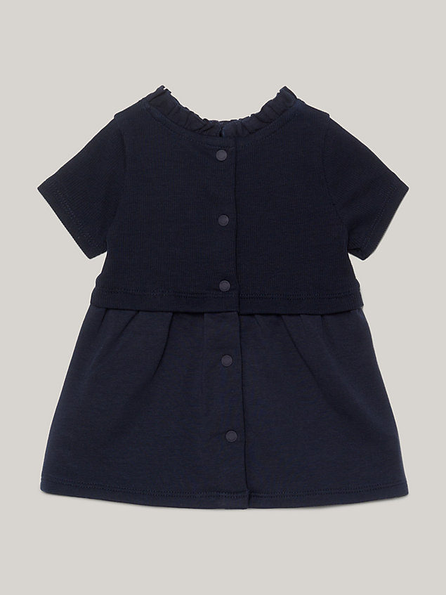 blue essential ruffle collar mini dress for newborn tommy hilfiger
