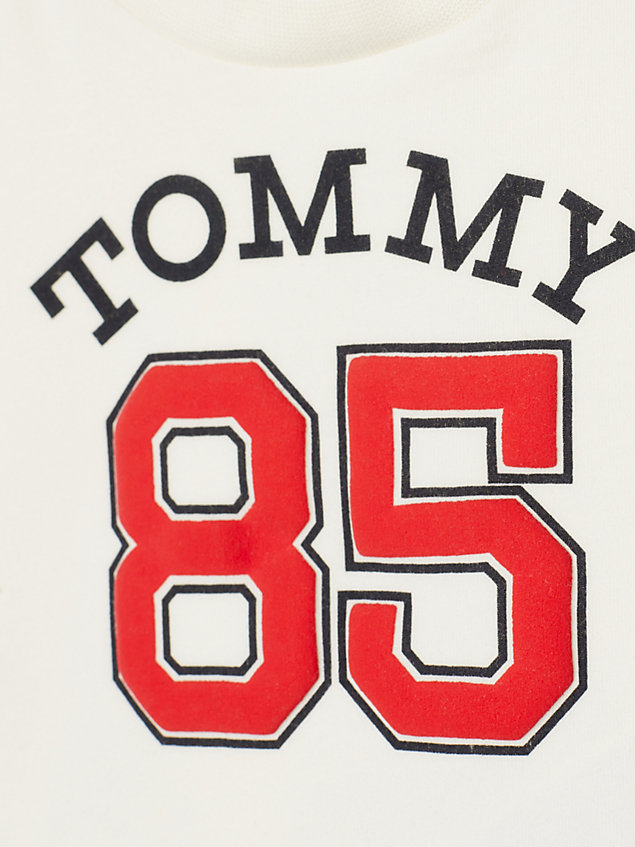 beige 1985 collection varsity logo t-shirt for newborn tommy hilfiger