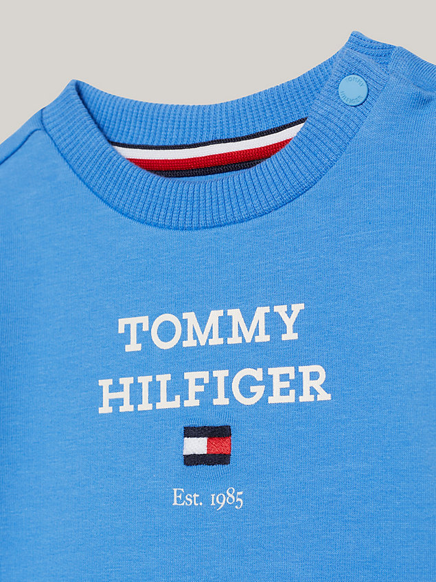 blue logo sweatshirt and joggers set for newborn tommy hilfiger
