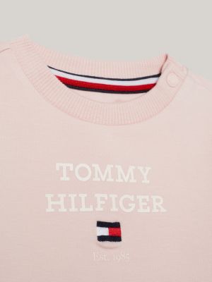 pink logo sweatshirt and joggers set for newborn tommy hilfiger