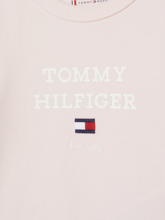 pink logo long sleeve fitted bodysuit for newborn tommy hilfiger