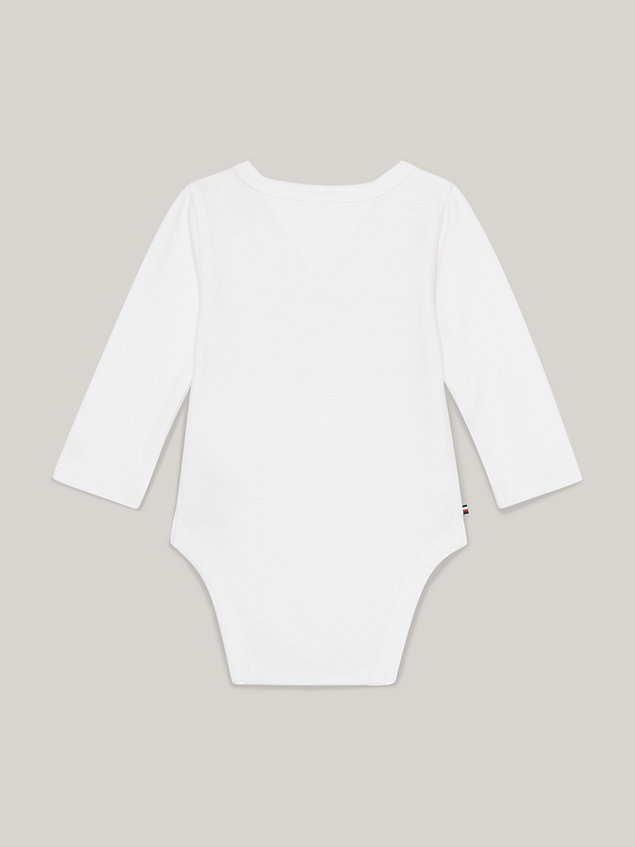 white langarm-strampler mit logo für newborn - tommy hilfiger